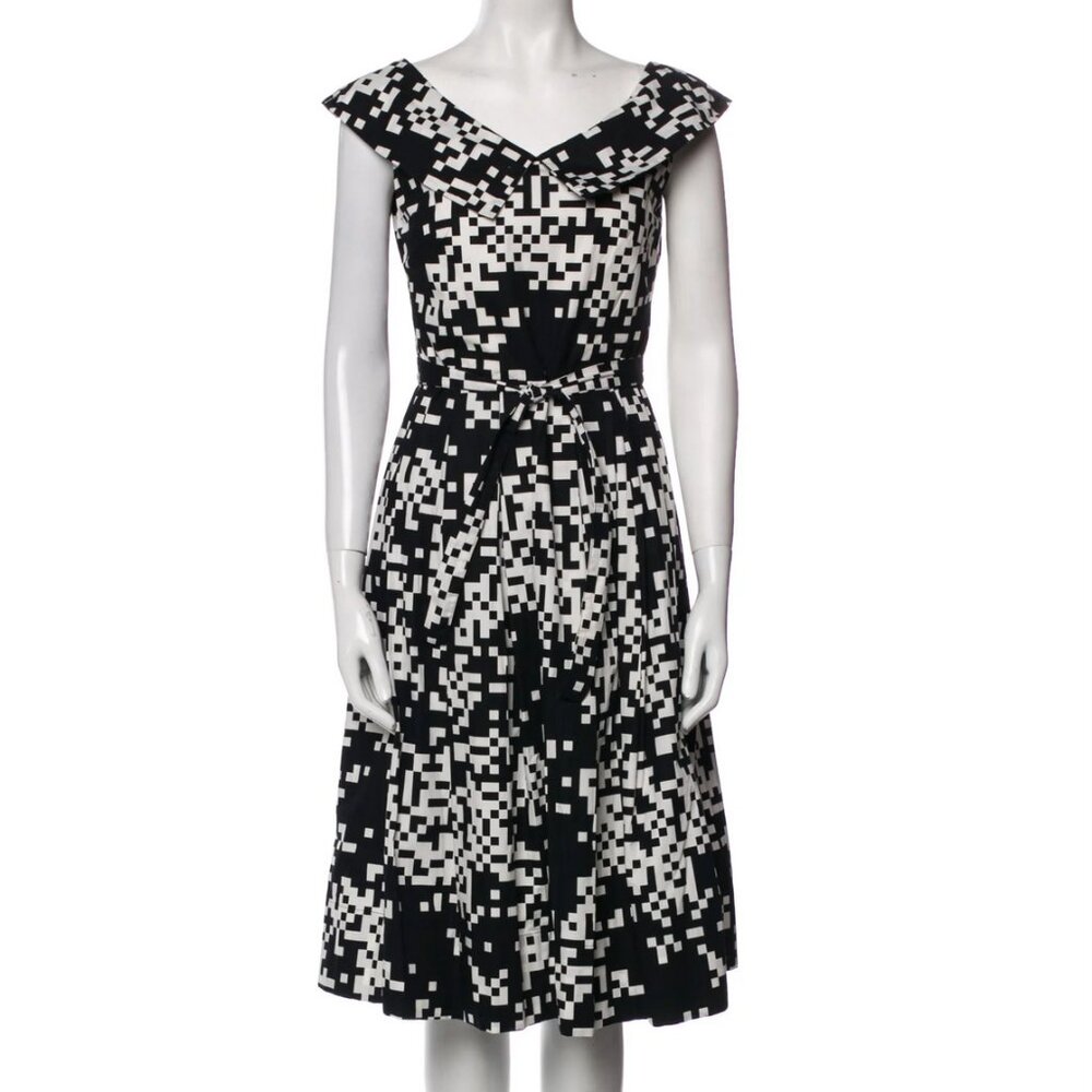 Agnes B. Geometric A-Line Black & White Dress Size 36/4